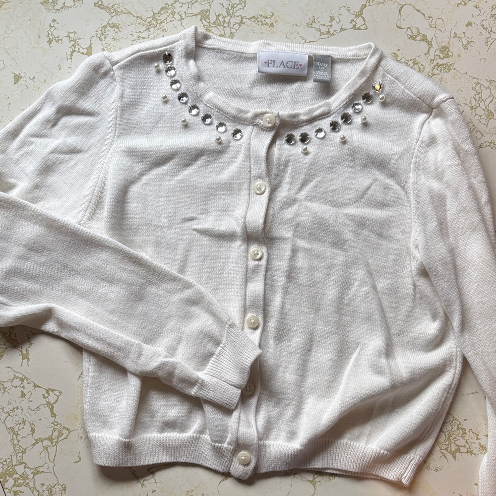 The Children's Place White Cardigan with Embellishments